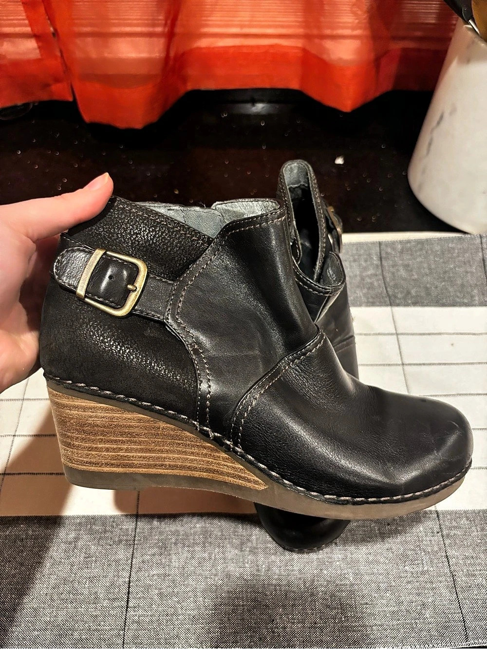 Dansko Black with Brown Wedge heel Ankle Boots EU 38